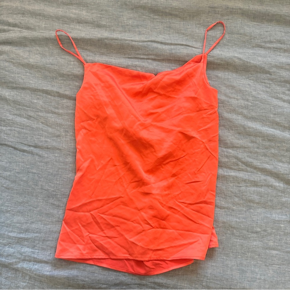 Bright Red Orange Aeryne Cowl Back Satin Tank